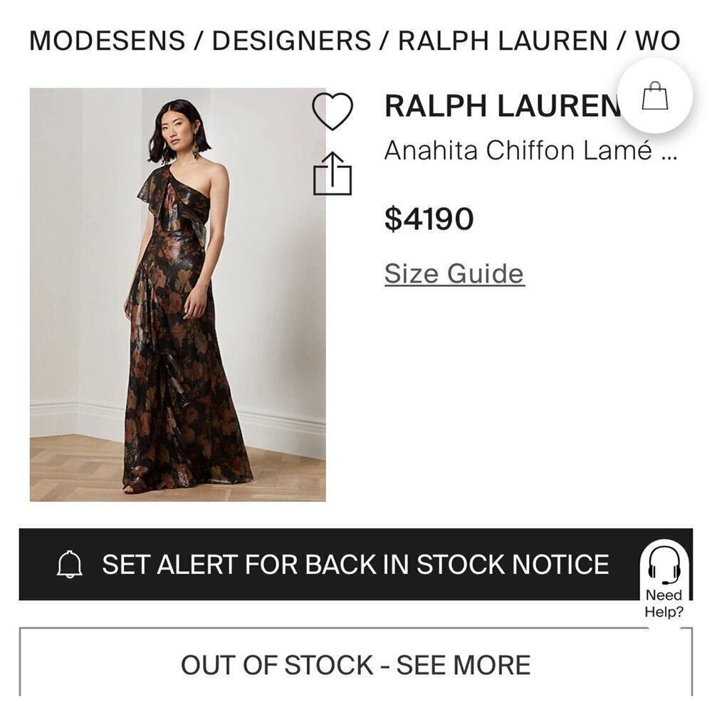 Ralph Lauren Collection Evening Gown Chiffon Floral Silk Maxi Dress Ruffle 0 $4K - Picture 5 of 11